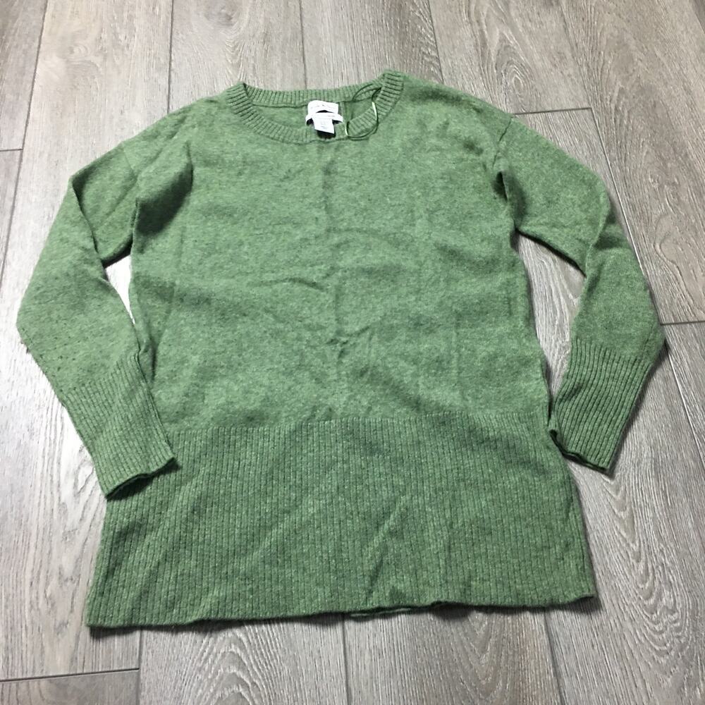 nicole miller 100% 2-ply cashmere Green Crewneck Sweater Women XS